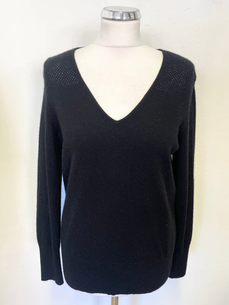 PER UNA SPEZIALE 100% CASHMERE BLACK LONG SLEEVED JUMPER SIZE 14