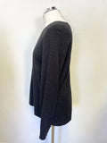 WHITE COMPANY DARK GREY MERINO WOOL MIX VENTED BACK LONG SLEEVED JUMPER  SIZE 12