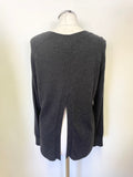 WHITE COMPANY DARK GREY MERINO WOOL MIX VENTED BACK LONG SLEEVED JUMPER  SIZE 12