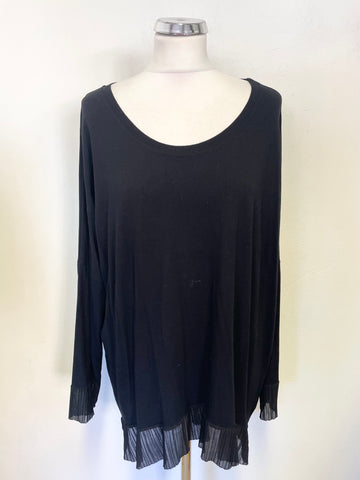 A POSTCARD FROM BRIGHTON BLACK FRILL TRIM LONG SLEEVE TOP SIZE 2 UK 12-18