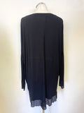 A POSTCARD FROM BRIGHTON BLACK FRILL TRIM LONG SLEEVE TOP SIZE 2 UK 12-18