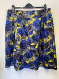 HOBBS BLUE MIX FLORAL PRINT UNPRESSED PLEATED A-LINE SKIRT SIZE 16