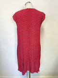 HOBBS RED & WHITE PRINT CAP SLEEVE SHIFT DRESS SIZE 12