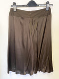 NOUGAT LONDON 100% SILK BROWN FLARED KNEE LENGTH SKIRT SIZE 0 UK 8/10