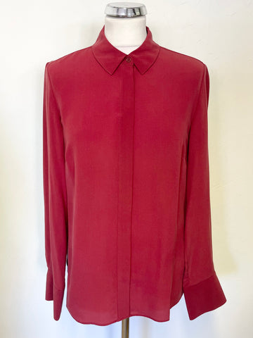 BRAND NEW WITH TAGS HOBBS SILK ODETTE SCARLET RED LONG SLEEVED SHIRT SIZE 10