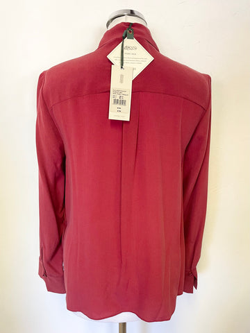 BRAND NEW WITH TAGS HOBBS SILK ODETTE SCARLET RED LONG SLEEVED SHIRT SIZE 10