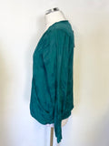 BRAND NEW THOUGHT MALACHITE GREEN WRAP FRONT LONG SLEEVED TOP  SIZE 10