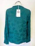 BRAND NEW THOUGHT MALACHITE GREEN WRAP FRONT LONG SLEEVED TOP  SIZE 10