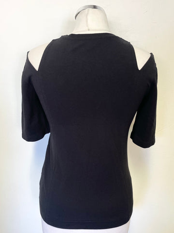 WHISTLES BLACK COLD SHOULDER SHORT SLEEVED TOP SIZE 8