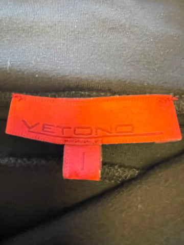 VETONO BLACK BUBBLE HEM SKIRT SIZE 1 UK 10/12