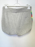 WHISPER BY BRODIE GREY KNIT WITH MULTI COLOUR SIDE STRIPE SHORTS SIZE M