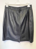 BETTY BARCLAY GENUINE LEATHER BLACK A-LINE SKIRT STATES SIZE 16 BUT SMALL FIT MORE SIZE 12/14