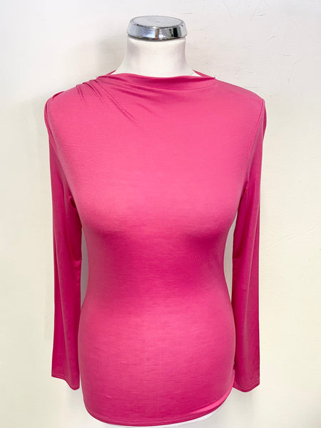 TED BAKER PINK SLASH NECK LONG SLEEVED TOP SIZE 1 UK 8/10