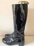 LK BENNETT BLACK PATENT LEATHER KNEE LENGTH BOOTS SIZE 8/42