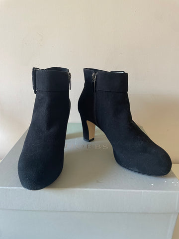 HOBBS PETRA BLACK SUEDE BUCKLE TRIM ANKLE BOOTS SIZE 3.5/36