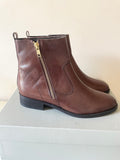 BRAND NEW MARKS & SPENCER CHOCOLATE BROWN LEATHER ANKLE BOOTS SIZE 6.5/40