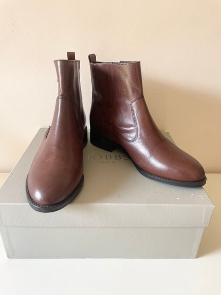 BRAND NEW MARKS & SPENCER CHOCOLATE BROWN LEATHER ANKLE BOOTS SIZE 6.5/40