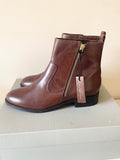 BRAND NEW MARKS & SPENCER CHOCOLATE BROWN LEATHER ANKLE BOOTS SIZE 6.5/40