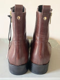 BRAND NEW MARKS & SPENCER CHOCOLATE BROWN LEATHER ANKLE BOOTS SIZE 6.5/40