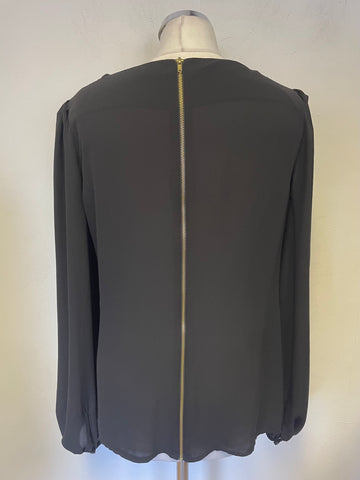 PHASE EIGHT BLACK COWL NECK REAR ZIP LONG SLEEVED TOP SIZE 12