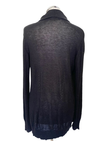 JIGSAW BLACK WOOL MIX SIDE FASTEN LONG SLEEVE CARDIGAN SIZE M