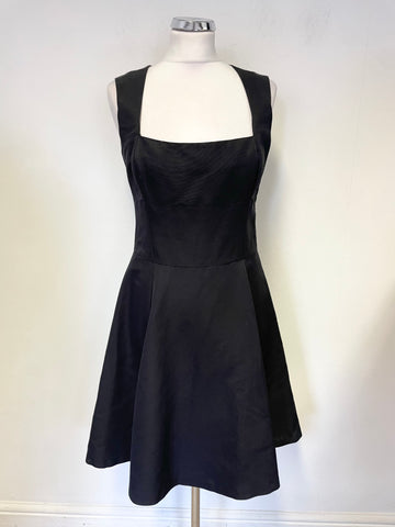 REISS BLACK CROSS OVER REAR STRAPS FIT & FLARE OCCASION DRESS SIZE 12