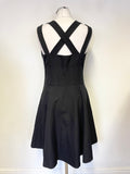 REISS BLACK CROSS OVER REAR STRAPS FIT & FLARE OCCASION DRESS SIZE 12