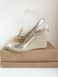 CARVELA GOLD ESPADRILLE WEDGE HEEL PEEPTOE SANDALS SIZE 5/38