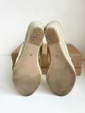 CARVELA GOLD ESPADRILLE WEDGE HEEL PEEPTOE SANDALS SIZE 5/38