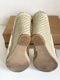 CARVELA GOLD ESPADRILLE WEDGE HEEL PEEPTOE SANDALS SIZE 5/38