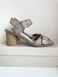 BRAND NEW CLARKS GLACIER COOL METALLIC LEATHER HEEL SANDALS SIZE 4.5/37.5