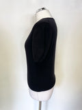 MARKS & SPENCER AUTOGRAPH 100% CASHMERE BLACK ROUND NECK SHORT SLEEVED JUMPER  SIZE 14