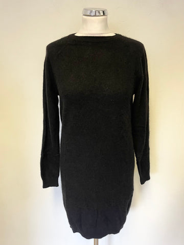 WHISTLES 100% CASHMERE BLACK LONG SLEEVE JUMPER DRESS SIZE S