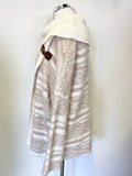 CALVIN KLEIN IVORY & BEIGE ROLL NECK BUCKLE TRIM WRAP FRONT LONG SLEEVED JUMPER SIZE S/M