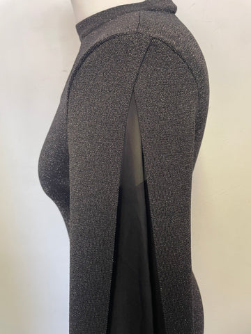 MINT VELVET BLACK METALLIC LONG SLEEVED FINE KNIT PENCIL DRESS SIZE 8