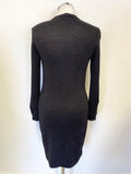 MINT VELVET BLACK METALLIC LONG SLEEVED FINE KNIT PENCIL DRESS SIZE 8