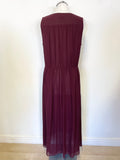 JIGSAW 100% SILK BURGUNDY SLEEVELESS MAXI DRESS SIZE 12