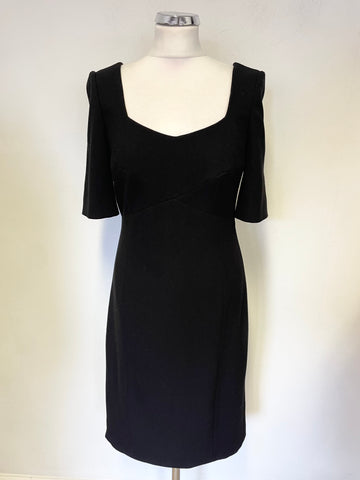 HOBBS BLACK SWEETHEART NECKLINE SHORT SLEEVED PENCIL DRESS SIZE 10