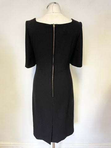 HOBBS BLACK SWEETHEART NECKLINE SHORT SLEEVED PENCIL DRESS SIZE 10