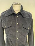 GANT NAVY BLUE CORDUROY COLLARED LONG SLEEVED BELTED SHIRT DRESS SIZE 12