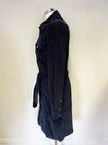 GANT NAVY BLUE CORDUROY COLLARED LONG SLEEVED BELTED SHIRT DRESS SIZE 12