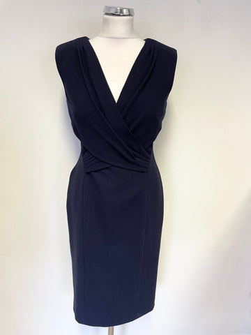 LK BENNETT NERINEY DARK NAVY SLEEVELESS PENCIL DRESS  SIZE 10