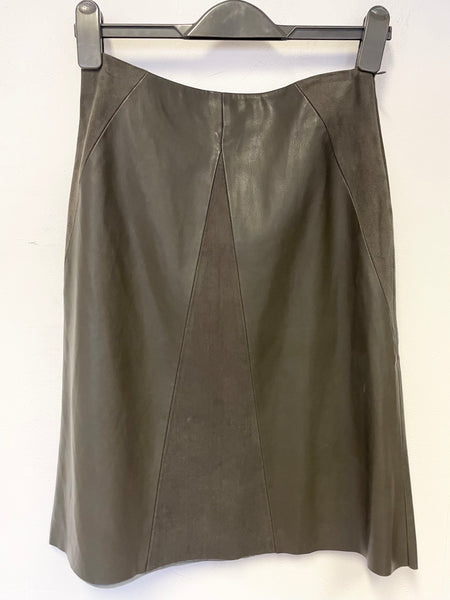 ZARA BROWN FAUX SUEDE & FAUX LEATHER PANELLED A-LINE SKIRT  SIZE S