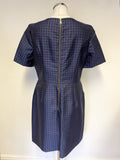 WHISTLES BLACK & BLUE SPOT SHORT SLEEVED A-LINE DRESS SIZE 14