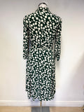 HOBBS BOTTLE GREEN & IVORY SPOT 3/4 SLEEVED TIE BELT FIT & FLARE DRESS SIZE 10