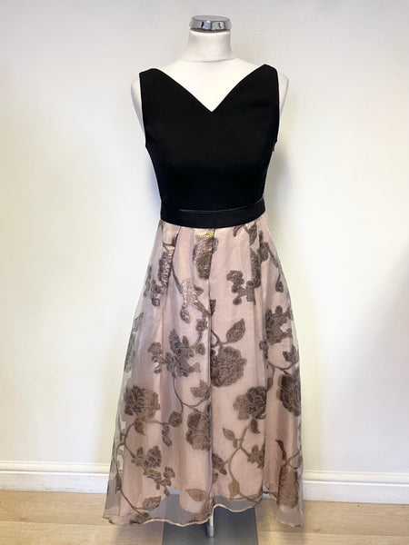 COAST BLACK & BRONZE ORGANZA SKIRT SLEEVELESS SPECIAL OCCASION DRESS SIZE 10