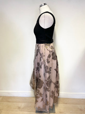 COAST BLACK & BRONZE ORGANZA SKIRT SLEEVELESS SPECIAL OCCASION DRESS SIZE 10