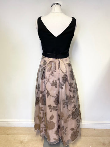 COAST BLACK & BRONZE ORGANZA SKIRT SLEEVELESS SPECIAL OCCASION DRESS SIZE 10