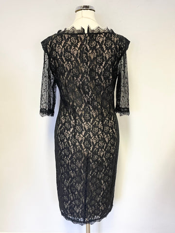 BIRGER ET MIKKELSEN WOMAN BLACK LACE SHORT SLEEVED PENCIL DRESS SIZE 10