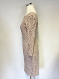 DIANE VON FÜRSTENBERG NUDE LACE 3/4 SLEEVE PENCIL DRESS SIZE 4 UK 8